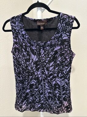 Dana Buchman Lavender & Black Botanical-Print Sleeveless Tank